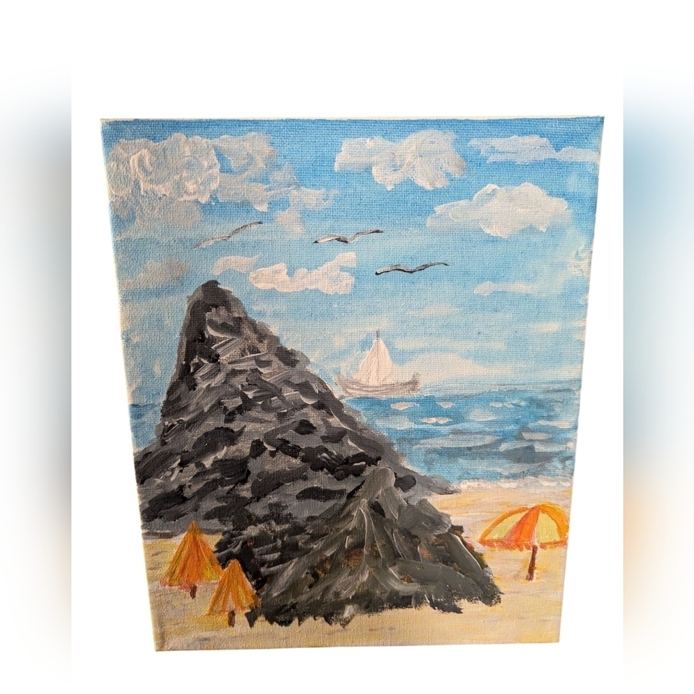 Orginal Art,Beach Landscape Canvas Art,8x10